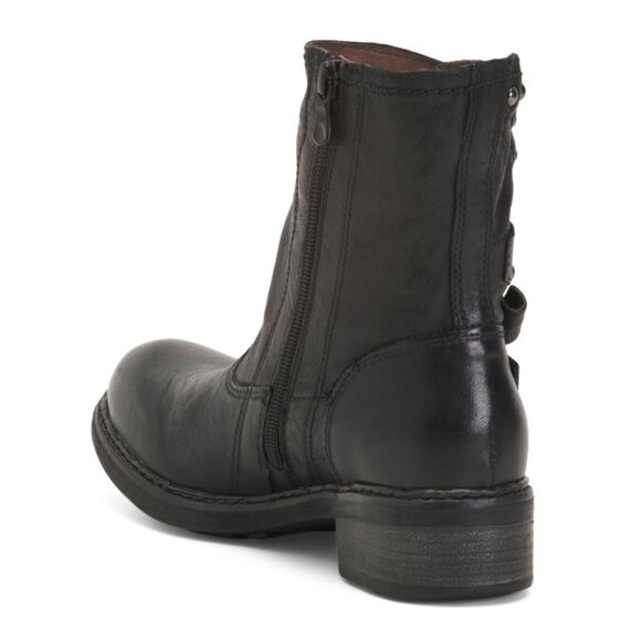 NEROGIARDINI Black Made In Italy Leather Studded Buckle Booties - Picture 2 of 2